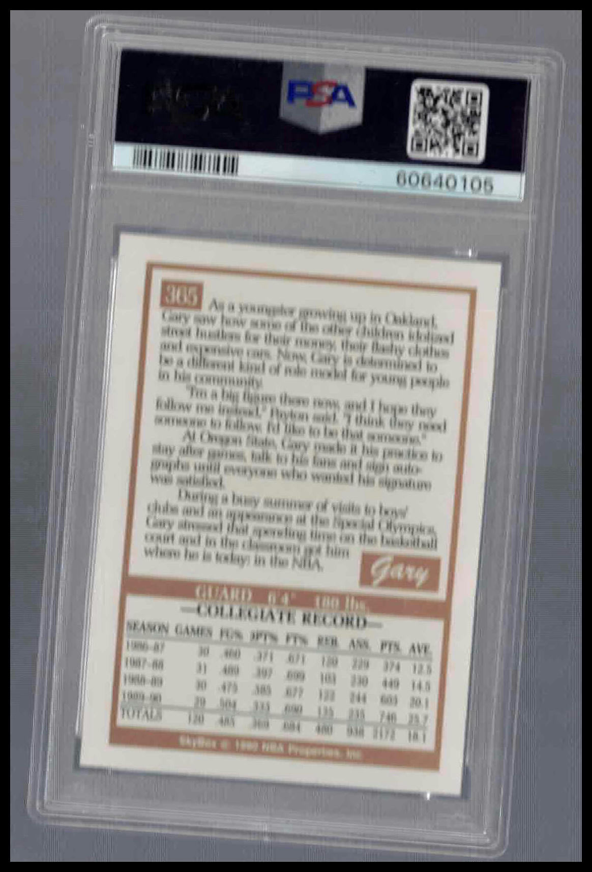 Gary Payton #365 SkyBox PSA 9
