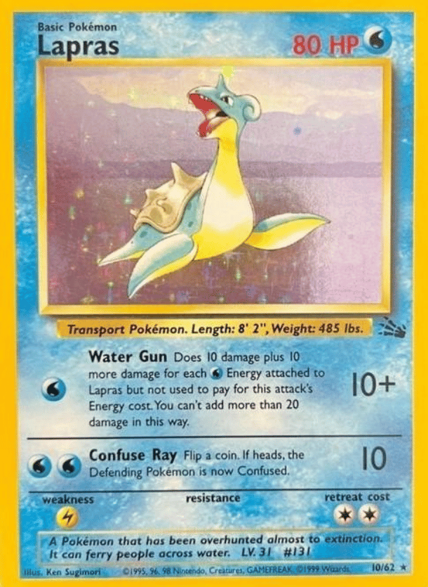 Lapras (10) Fossil 10/62 Holo Rare Pokemon