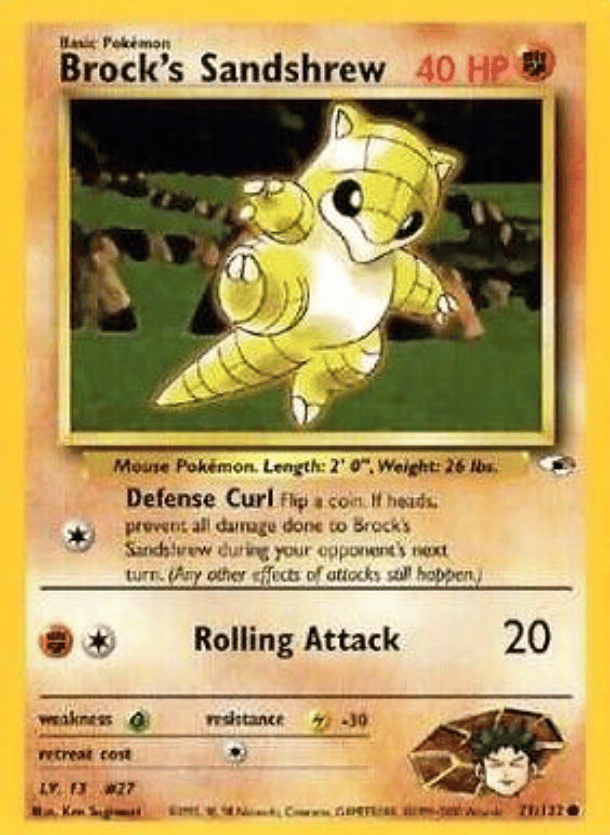 Brock's Sandshrew (71) Gym Heroes 071/132 Common Pokemon