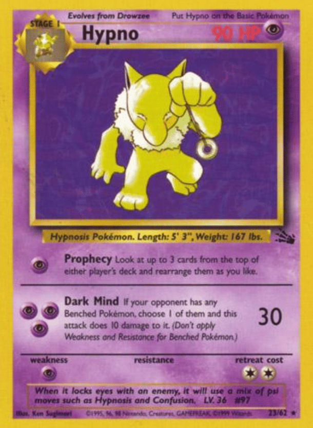 Hypno (23) Fossil 23/62 Rare Pokemon
