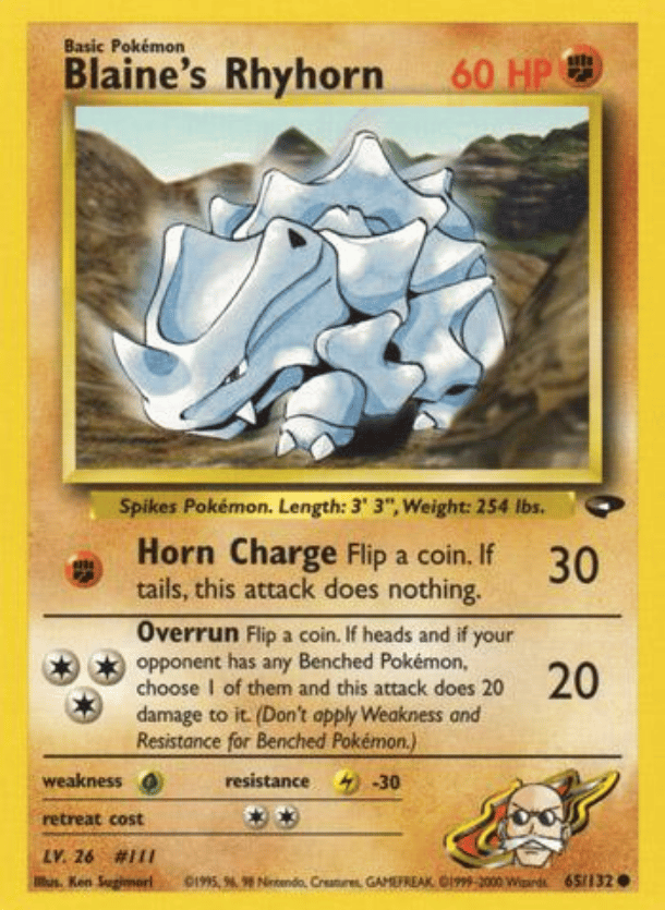Blaine's Rhyhorn Gym Challenge 065/132 Common Pokemon