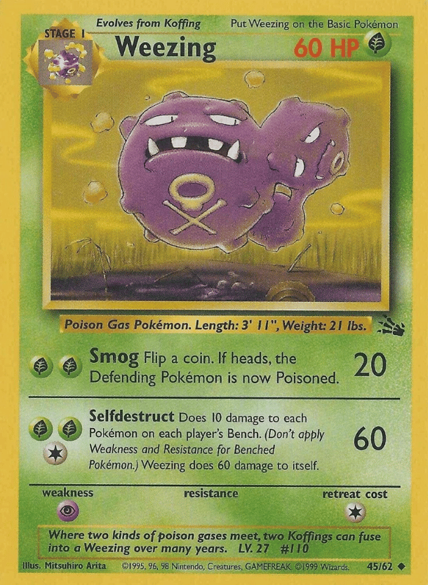 Weezing Fossil 45/62 Uncommon Pokemon