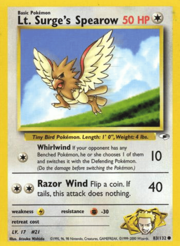 Lt. Surge's Spearow (83) Gym Heroes 083/132 Common Pokemon