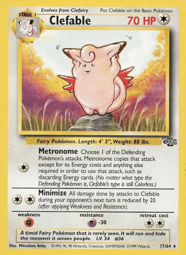 Clefable (17) Jungle 17/64 Rare Pokemon
