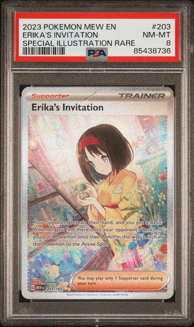Pokémon Mew 151 (2023) #203 Erika’s Invitation Special Illustration Rare PSA 8 NM‑MT