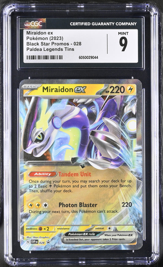 2023 Pokemon Black Star Promos Miraidon ex #028 Paldea Legends Tins CGC 9 Mint