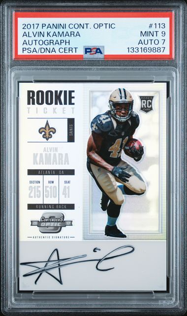 2017 Panini Contenders Optic Alvin Kamara #113 Autograph PSA 9 Auto 7