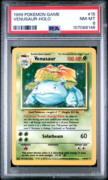 1999 Pokemon Game Venusaur Holo #15 PSA 8 NM-MT