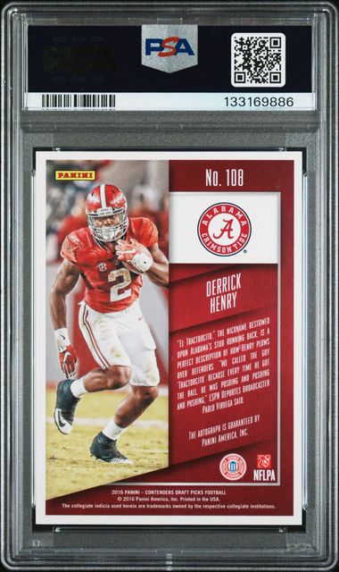 2016 Panini Contenders Draft Picks Derrick Henry #108 Bowl Ticket Auto PSA 9 Auto 8