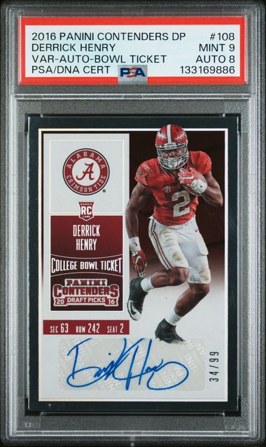 2016 Panini Contenders Draft Picks Derrick Henry #108 Bowl Ticket Auto PSA 9 Auto 8