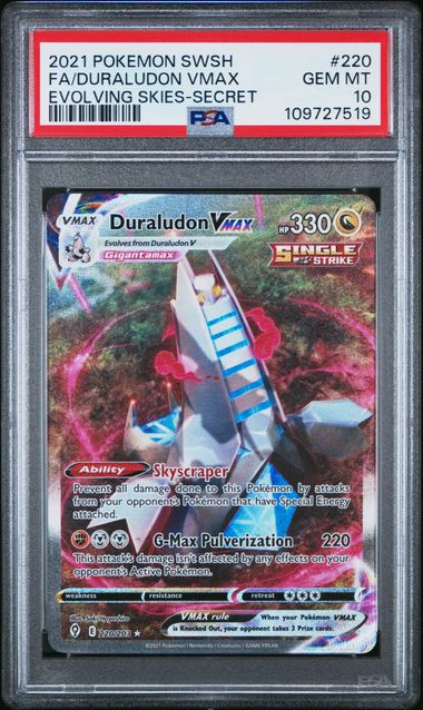 Pokémon Evolving Skies 2021 #220 Duraludon VMAX Secret PSA 10 Gem Mint