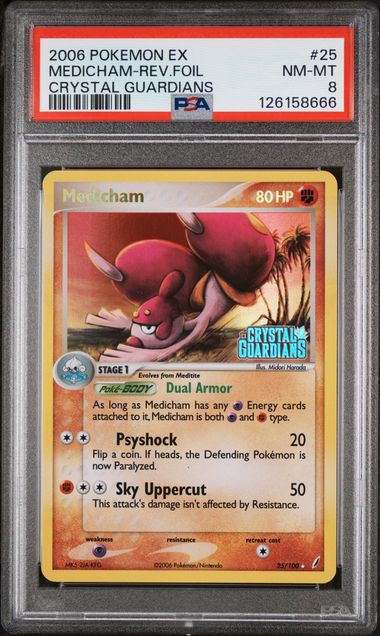 Pokémon EX Crystal Guardians 2006 #25 Medicham Reverse Foil PSA 8 NM‑MT