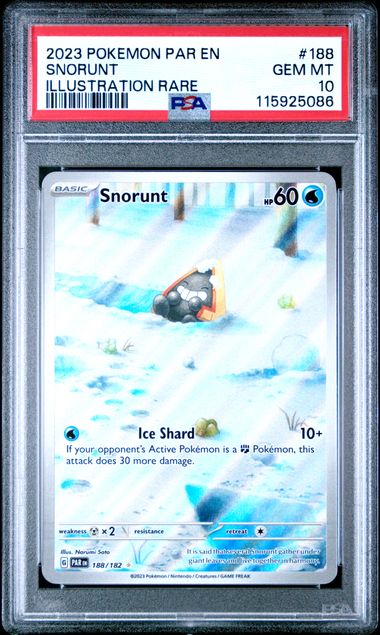 2023 Pokémon Paradox Rift #188 Snorunt Illustration Rare – PSA 10 Gem Mint