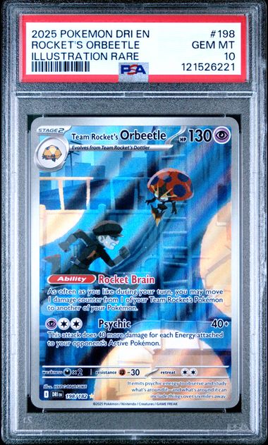 Pokémon Destined Rivals 2025 #198 Rocket’s Orbeetle Illustration Rare PSA 10 Gem Mint