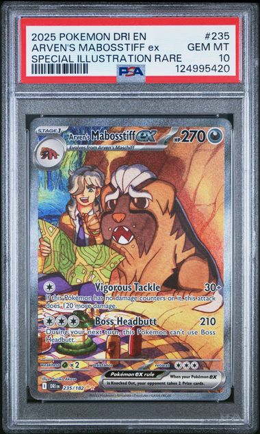 Pokémon Destined Rivals 2025 #235 Arven’s Mabosstiff ex Special Illustration Rare PSA 10 Gem Mint