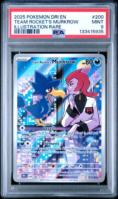 Pokémon Destined Rivals 2025 #200 Team Rocket’s Murkrow Illustration Rare PSA 9 Mint