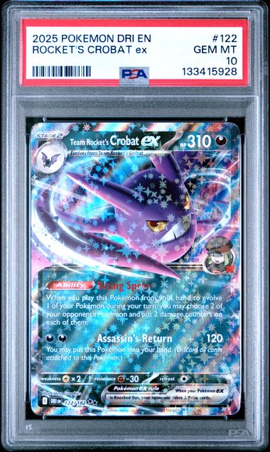 Pokémon Destined Rivals 2025 #122 Rocket’s Crobat ex PSA 10 Gem Mint
