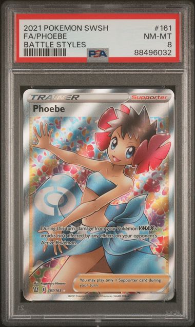2021 Pokemon Battle Styles Full Art Phoebe #161 PSA 8 NM-MT