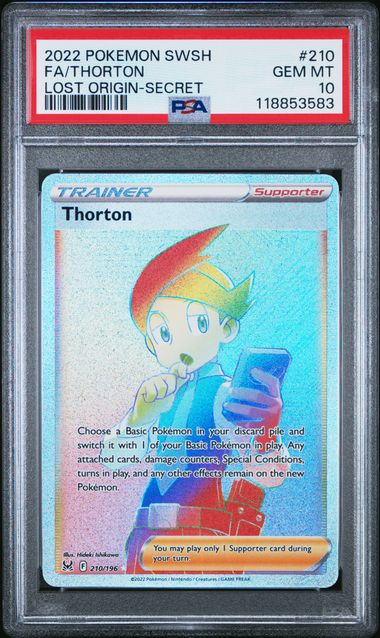 Pokémon Lost Origin 2022 #210 Thorton Full Art Secret PSA 10 Gem Mint