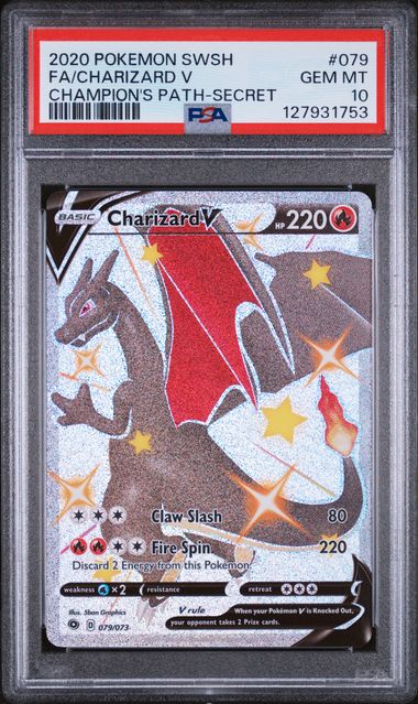 2020 Pokémon Sword & Shield Champion’s Path #079 Charizard V Secret – PSA 10 Gem Mint