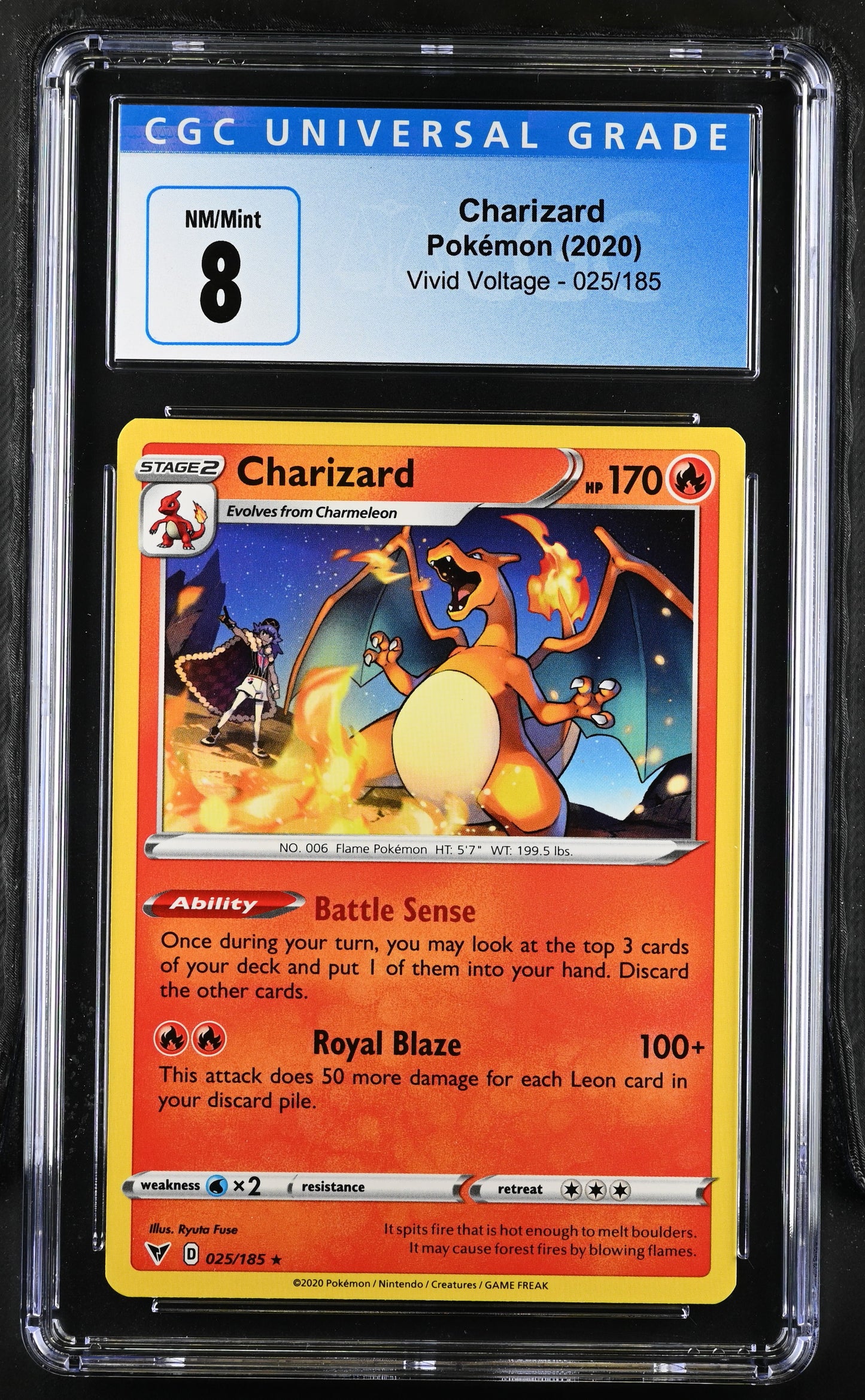 2020 Pokemon Vivid Voltage Charizard #025/185 CGC 8 NM-MT