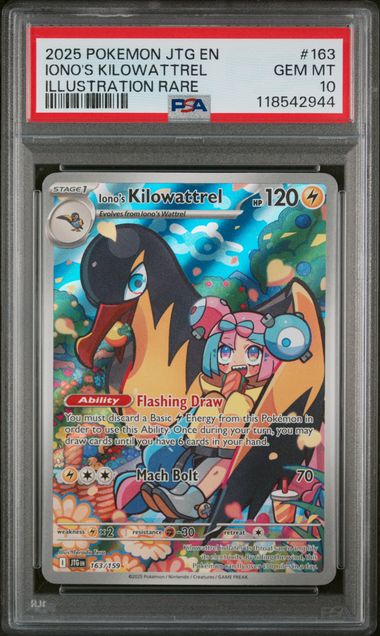 Pokémon Journey Together 2025 #163 Iono’s Kilowattrel Illustration Rare PSA 10 Gem Mint