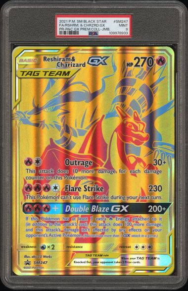 FA Reshiram & Charizard GX SM247 Promo PSA 9