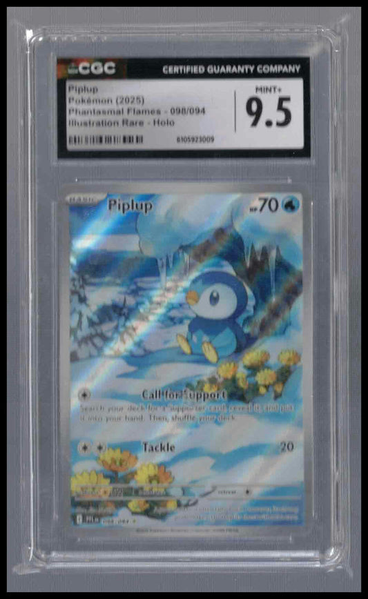2025 Pokémon Phantasmal Flames #098/094 Piplup Illustration Rare CGC 9.5