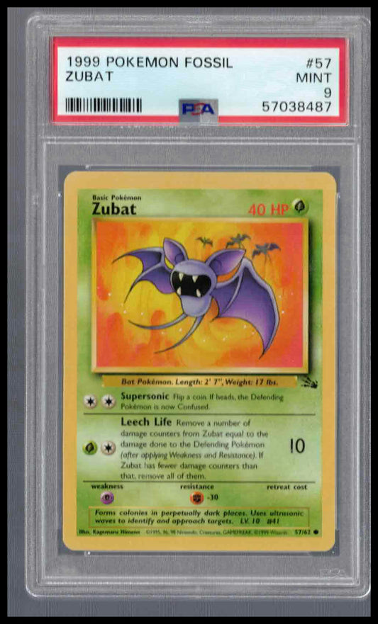 Pokémon Fossil 1999 #57 Zubat PSA 9 Mint