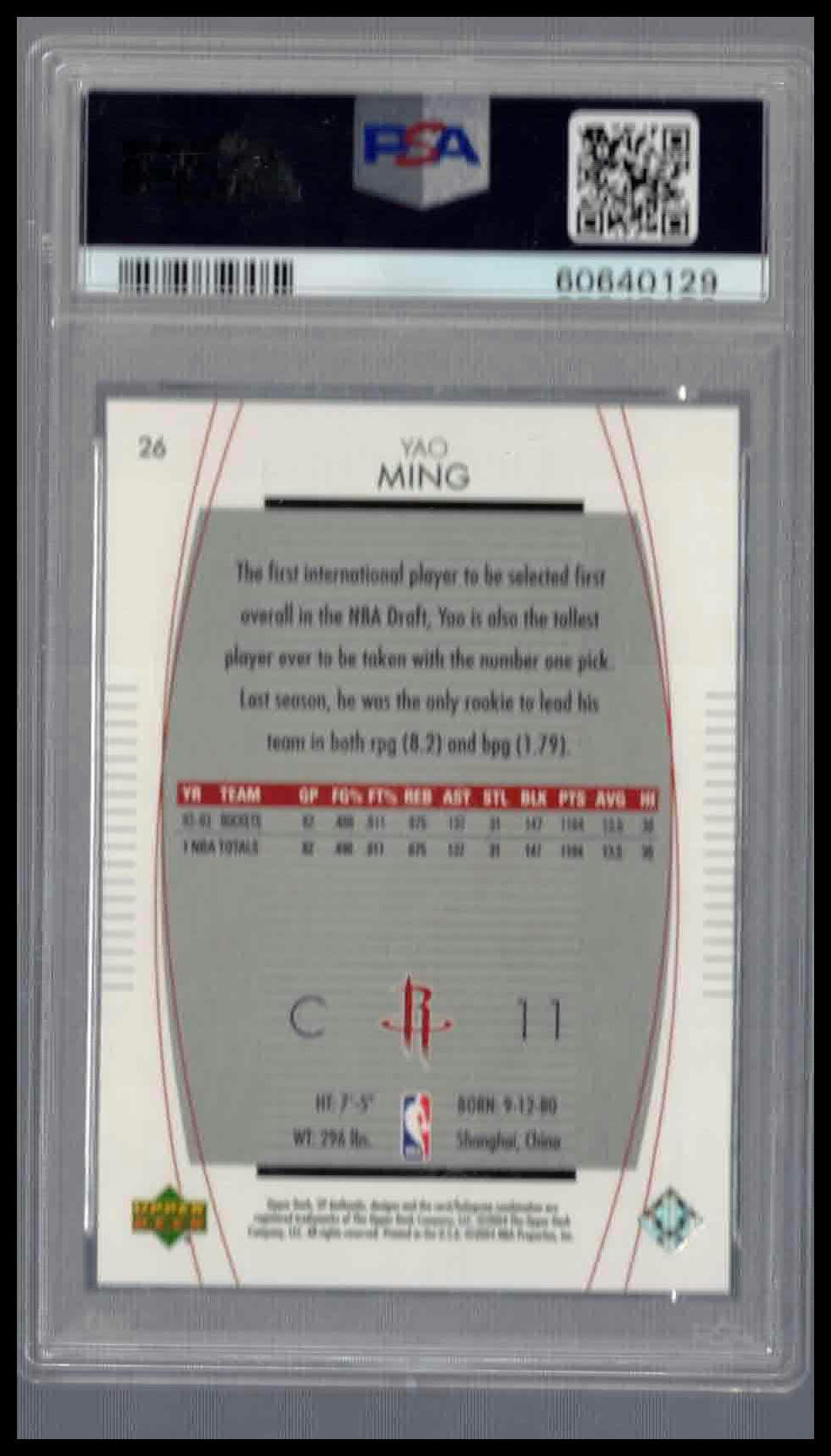Yao Ming #26 SP Authentic PSA 9