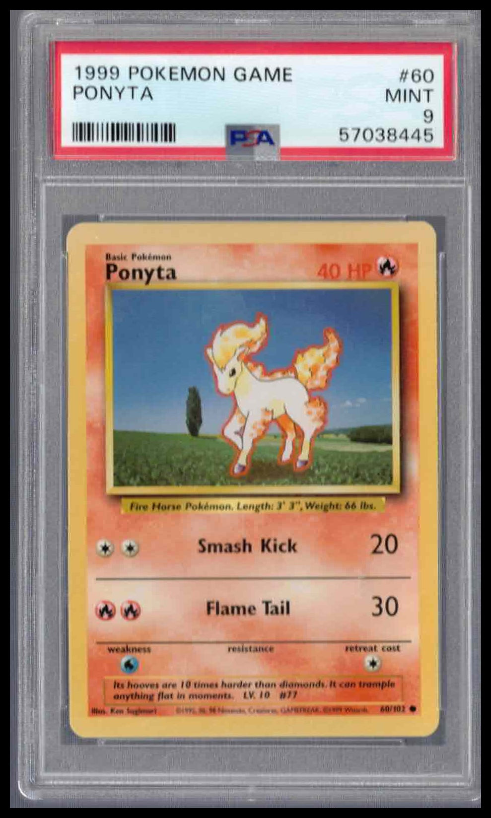 Pokémon Base Set 1999 #60 Ponyta PSA 9 Mint