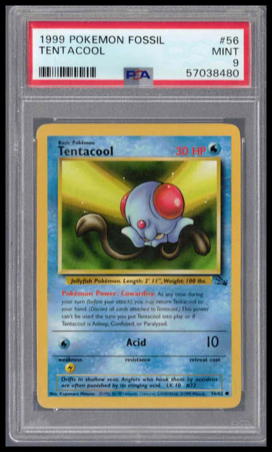 Pokémon Fossil 1999 #56 Tentacool PSA 9 Mint