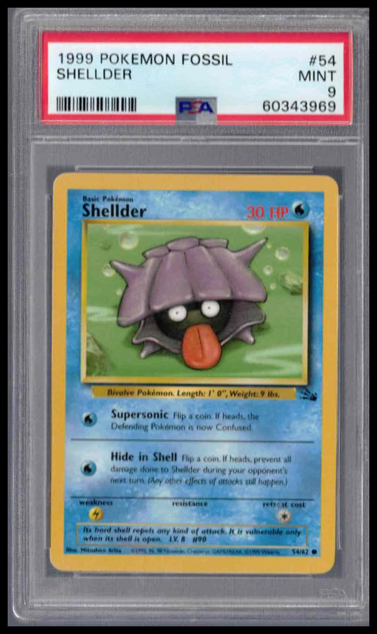 Pokémon Fossil 1999 #54 Shellder PSA 9 Mint