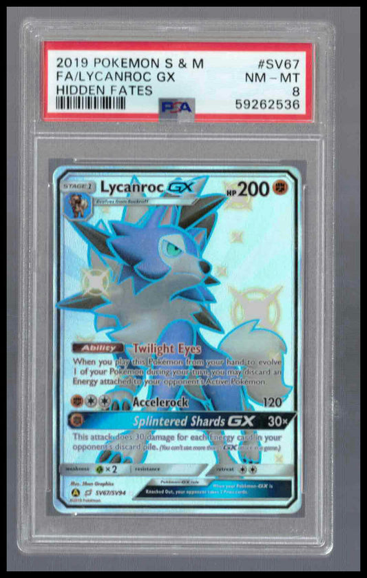 Lycanroc GX SV67 Hidden Fates 2019 PSA 8 NM-MT
