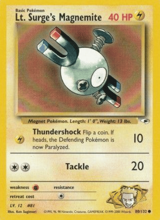 Lt. Surge's Magnemite (80) Gym Heroes 080/132 Common Pokemon