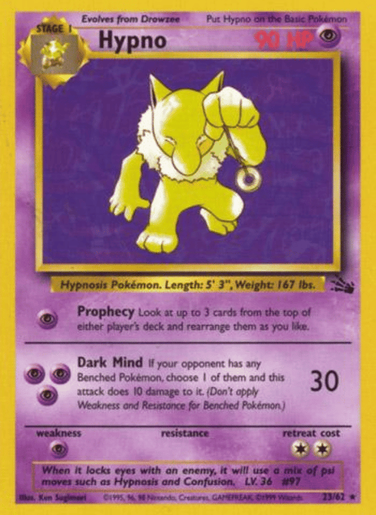 Hypno (23) Fossil 23/62 Rare Pokemon