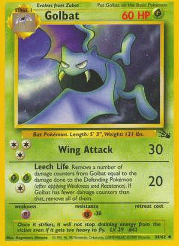 Golbat Fossil 34/62 Uncommon Pokemon
