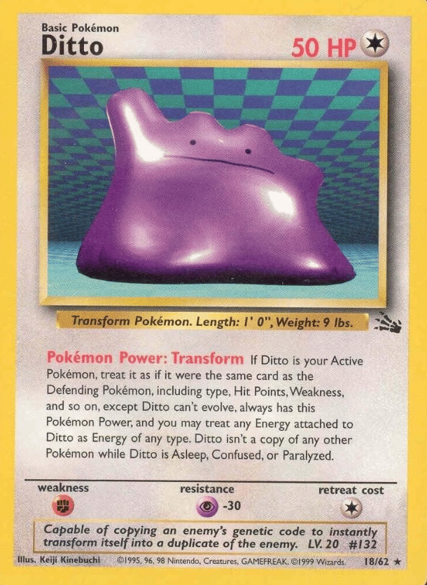 Ditto (18) Fossil 18/62 Rare Pokemon