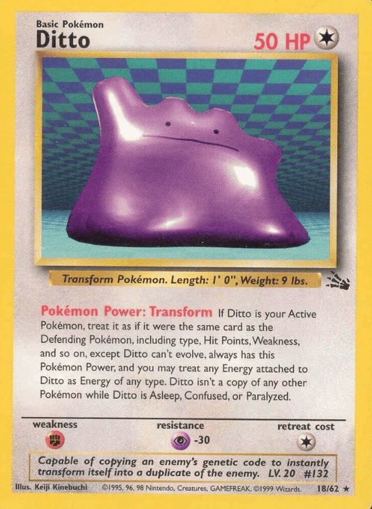 Ditto (18) Fossil 18/62 Rare Pokemon