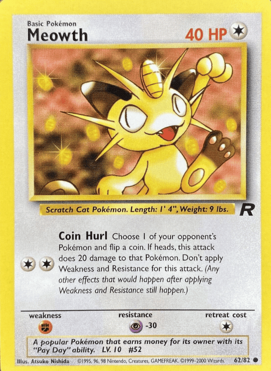 Meowth Team Rocket 62/82 Common Pokemon