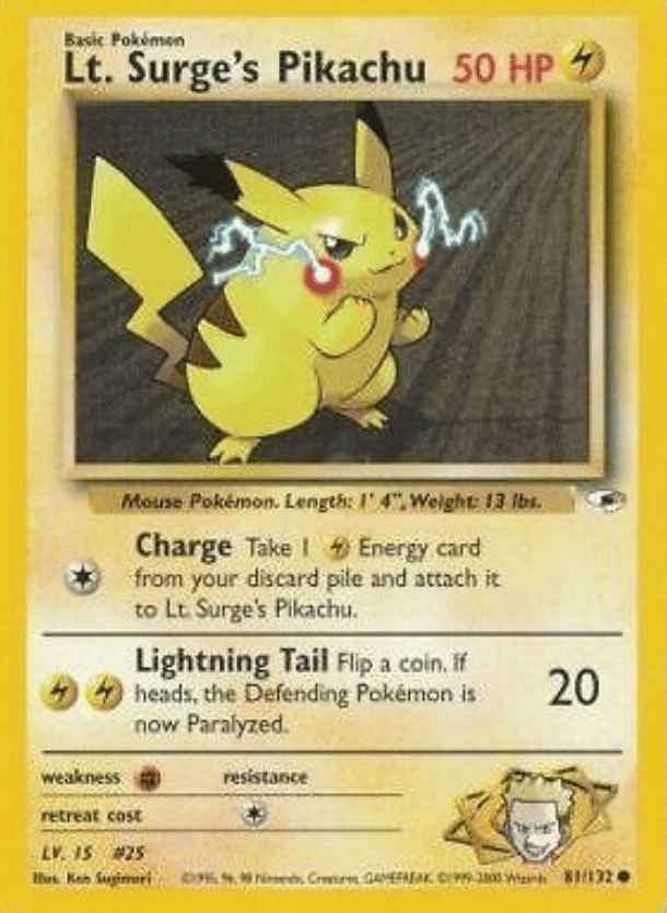 Lt. Surge's Pikachu Gym Heroes 081/132 Common Pokemon