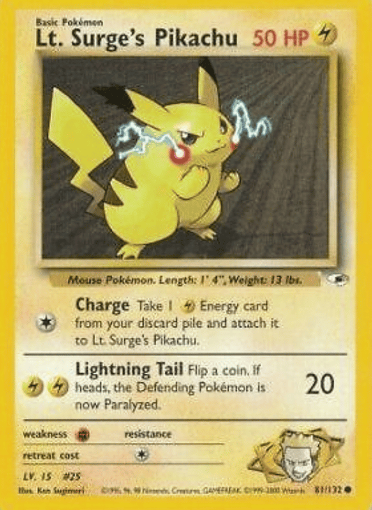 Lt. Surge's Pikachu Gym Heroes 081/132 Common Pokemon