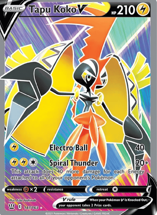 Tapu Koko V (Full Art) SWSH05: Battle Styles 147/163 Ultra Rare Pokemon