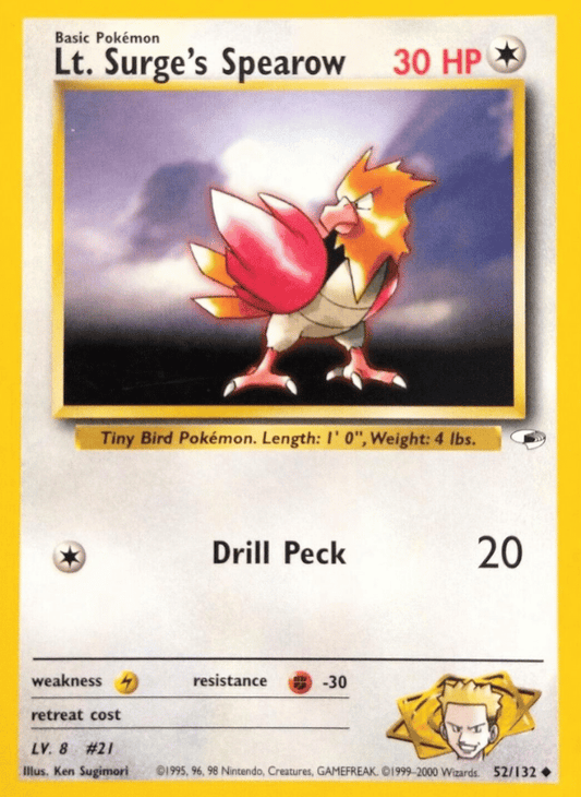 Lt. Surge's Spearow (52) Gym Heroes 052/132 Uncommon Pokemon