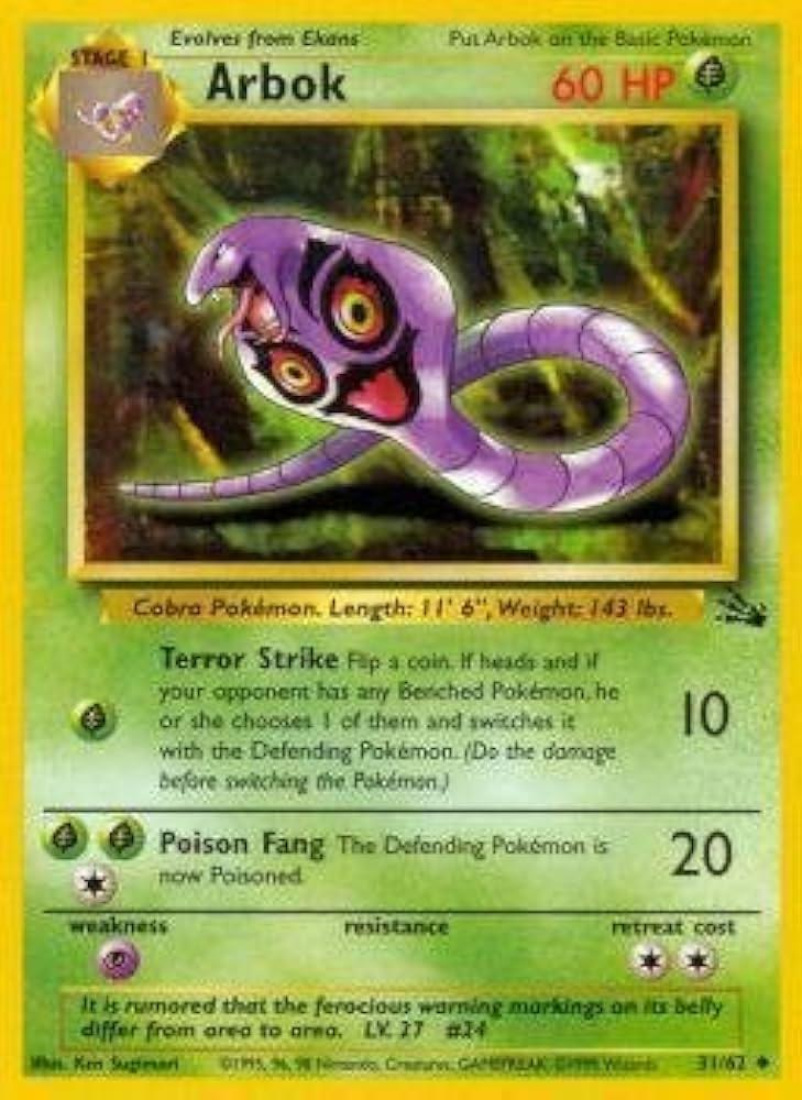 Arbok Fossil 31/62 Uncommon Pokemon