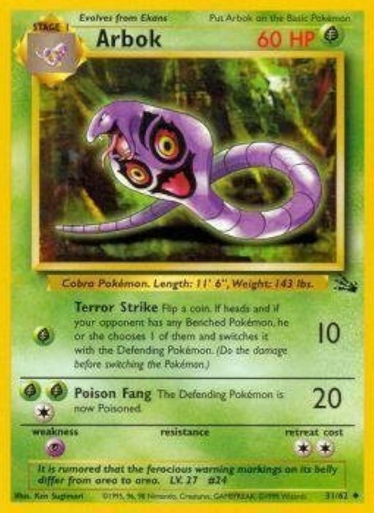 Arbok Fossil 31/62 Uncommon Pokemon